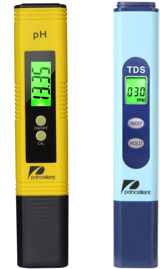 Pancellent Water Quality Test Meter TDS PH 2 in 1 Set 0-9990 PPM Measurement Range 1 PPM Resolution 2% Readout Accuracy (Yellow,Upgrade LED) - (For 8 piece(s))