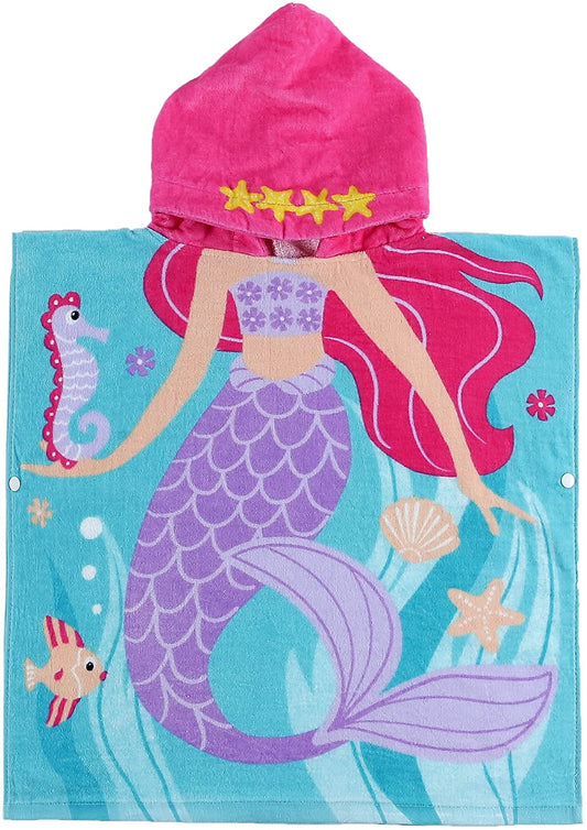 PERYOUN Child 100% Cotton Hooded Towel 24 x 48 inches (Mermaid) - (For 8 piece(s))