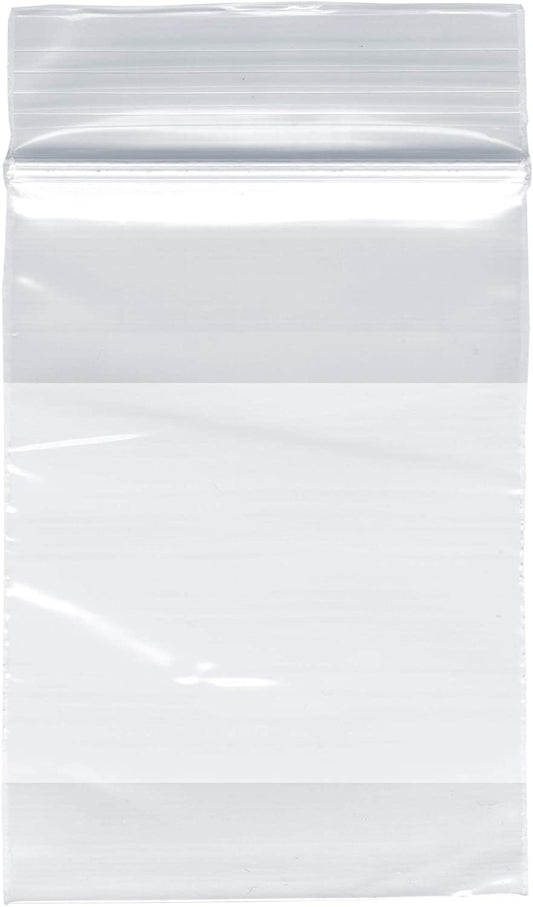Plymor Zipper Reclosable Plastic Bags w/White Block, 2 Mil, 2" x 3" (Case of 1000) - (For 8 piece(s))