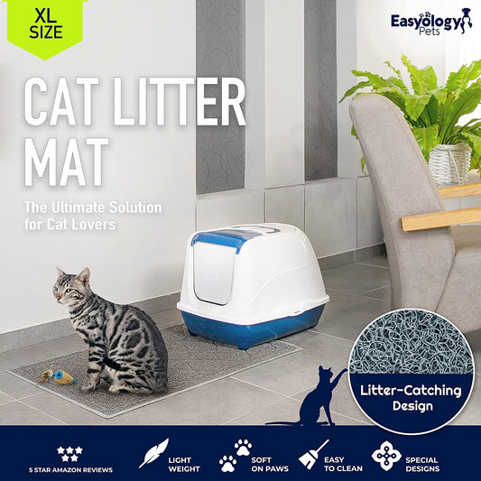 Premium Large Cat Litter Mat 35" x 23", Traps Messes, Easy Clean, Durable, Litter Box Mat with Scatter Control - Soft on Kitty Paws - (For 1 piece(s))