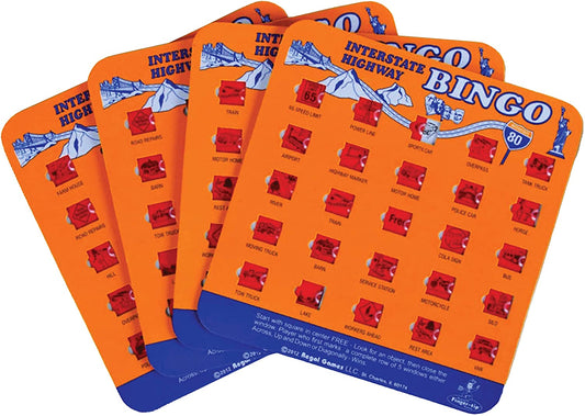Regal Games Original Interstate Highway Travel Bingo Set, Bingo Cards for Family Vacations, Car Rides, and Road Trips, Orange, 4 Pack - (For 1 piece(s))