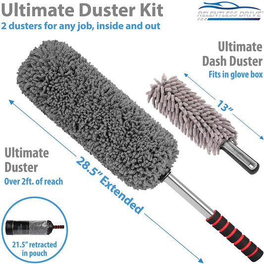 Relentless Drive Car Duster Kit – Microfiber Car Brush Duster Exterior and Interior, Car Detail Brush, Lint and Scratch Free, Duster for Car, Truck, SUV, RV and Motorcycle - (For 6 piece(s))