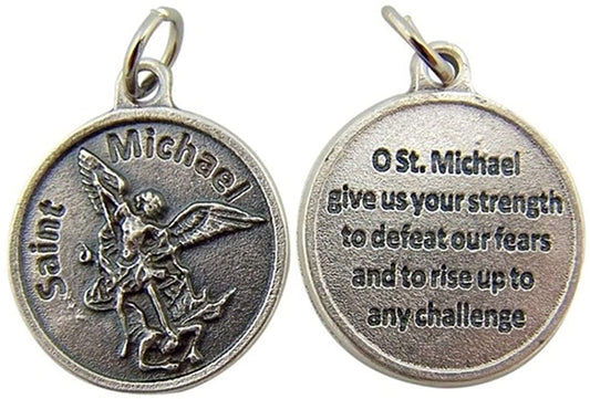 Religious Gifts Silver Toned Base Catholic Saint Medal with Prayer Protection Pendant, 3/4 Inch - (For 1 piece(s))