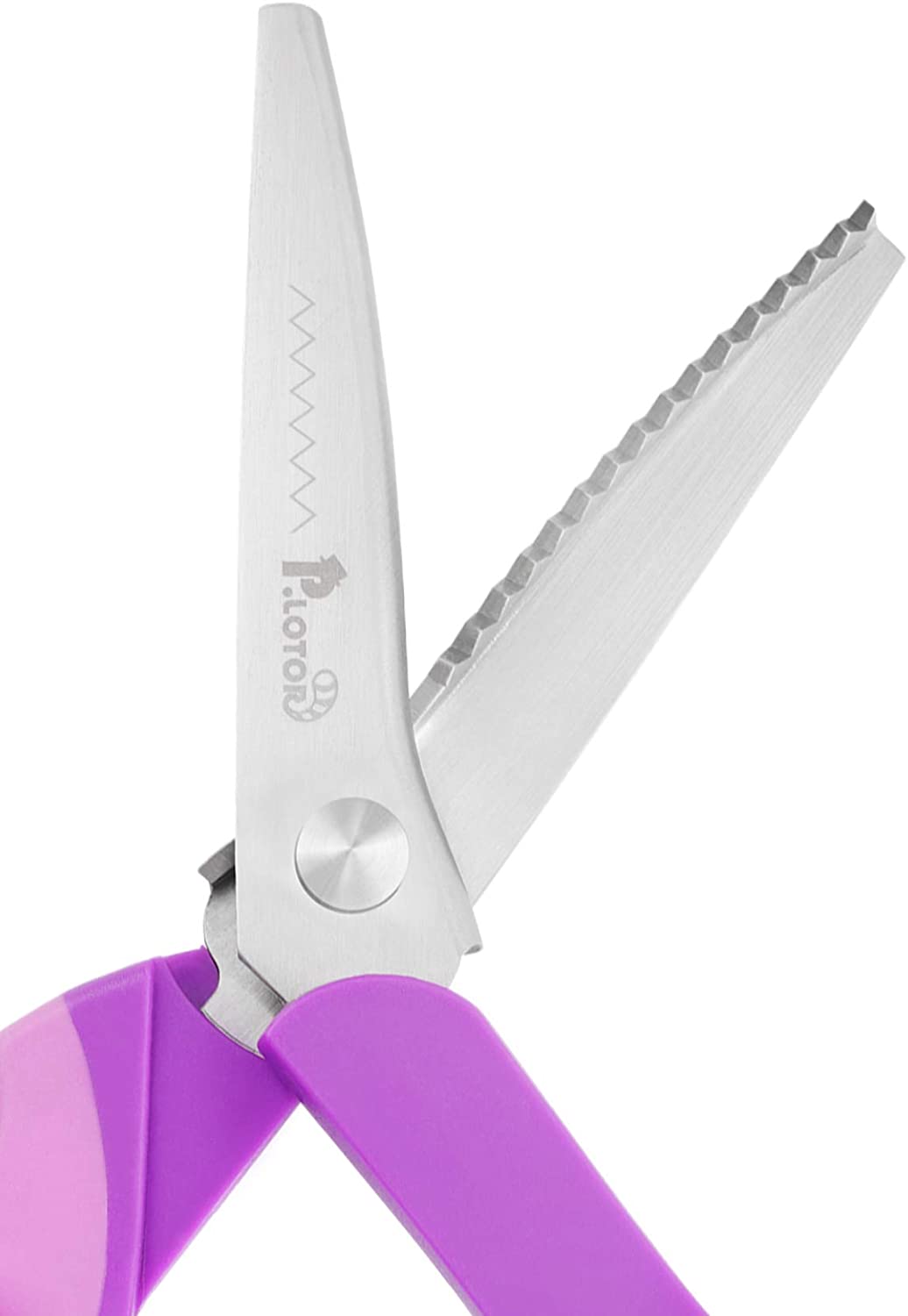Sewing Pinking Shears for Fabric Paper Leather Professional Craft Scissors with Sharp Stainless Steel Blades, P.LOTOR Lightweight Serrated Scissors with Comfortable Handle 9.3 Inch - (For 1 piece(s))