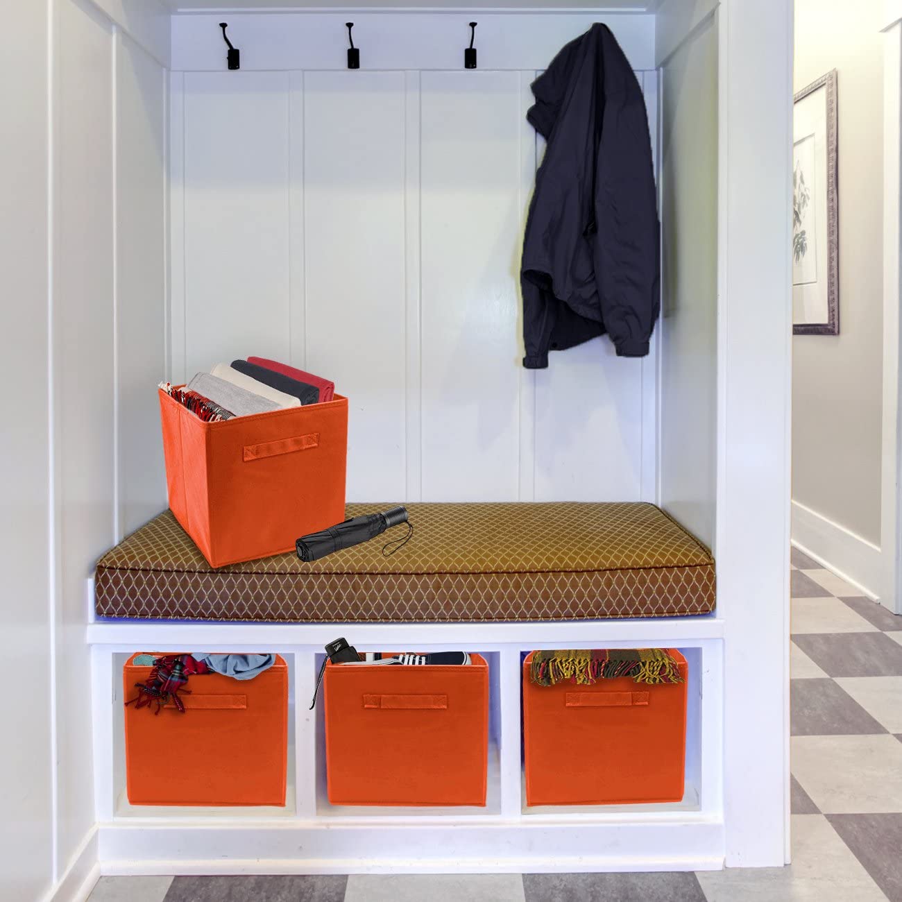 Sorbus Foldable Storage Cube Basket Bin (6 Pack, Orange) - (For 8 piece(s))