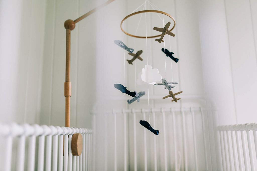 Sorrel and Fern Baby Crib Mobile Airplanes and Cloud Nursery Grey and White Decoration for Boys Ceiling Mobile - (For 8 piece(s))