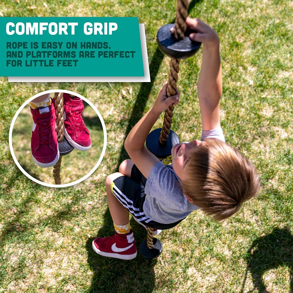 Squirrel Products 6.5 ft Climbing Rope with Platforms - Swing Set Accessories - Additions & Replacements for Active Outdoor Play Equipment - (For 8 piece(s))