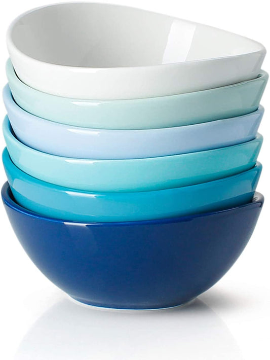Sweese 101.003 Porcelain Bowls - 10 Ounce for Ice Cream Dessert, Small Side Dishes - Set of 6, Cool Assorted Colors - (For 6 piece(s))
