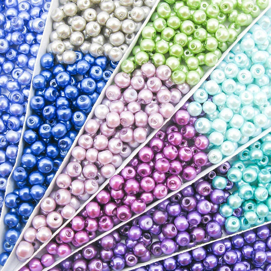 TOAOB 1000pcs 4mm Pearl Beads Multi Colors Loose Round Glass Pearl Beads Spacer Beads for DIY Craft Necklaces Bracelets Jewelry Making - (For 12 piece(s))