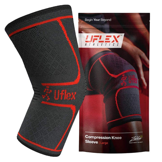 UFlex Athletics Knee Compression Sleeve Support for Women and Men - Knee Brace for Pain Relief, Fitness, Weightlifting, Hiking, Sports - Red, Small - (For 12 piece(s))