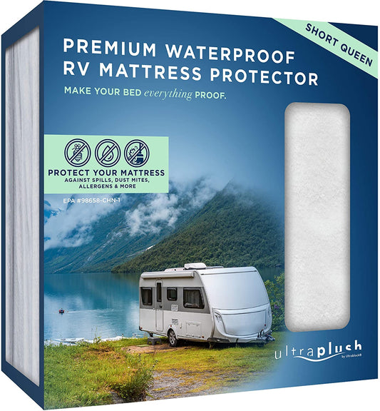 UltraBlock Waterproof Mattress Protector - Smooth Plush Top RV Short Queen Mattress Cover for Bed - (For 1 piece(s))