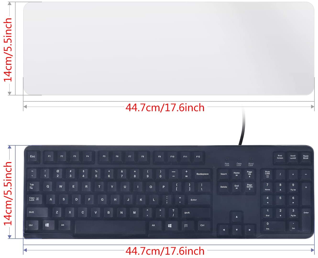 Universal Clear Waterproof Anti-Dust Silicone Keyboard Protector Cover Skin for Standard Size PC Computer Desktop Keyboards (Size: 17.52" x 5.51") - (For 12 piece(s))