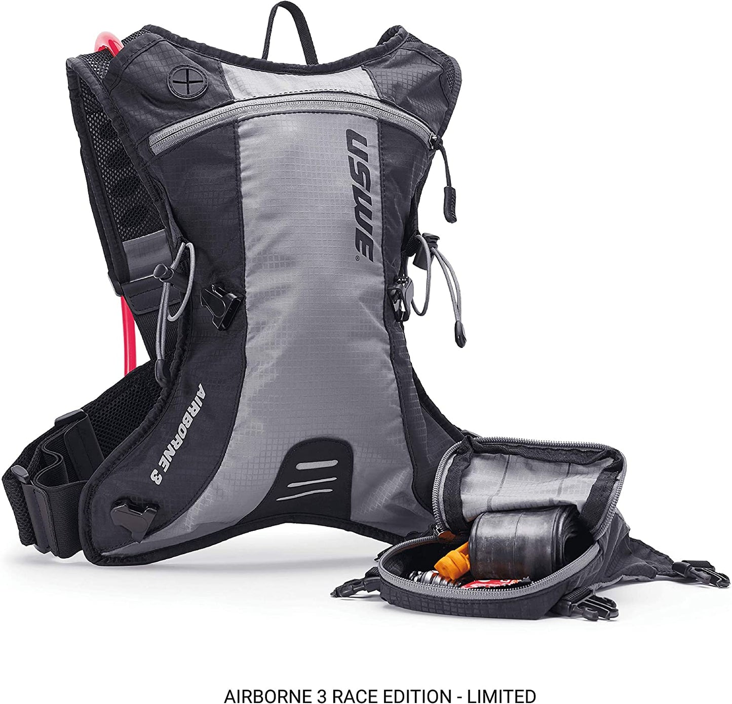USWE Airborne - Limited Race Edition, Hydration Pack, Bounce Free, for MTB, Mountain Bike, Cycling, Grey Black - (For 1 piece(s))