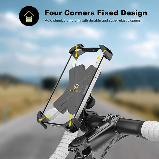 visnfa New Bike Phone Mount with Stainless Steel Clamp Arms Anti Shake and Stable 360° Rotation Bike Accessories/Bike Phone Holder for Any Smartphones GPS Other Devices Between 4 and 7 inches - (For 8 piece(s))