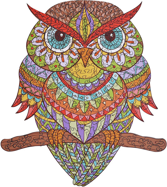 Wooden Jigsaw Puzzles - Colorful Owl Hartmaze HM-04 Small Bird Puzzle 206 Unique Shape Jigsaw Pieces-Beautiful Animal for Adults and 8 Years Age up Teens- Best for Family Game Play Collection. - (For 6 piece(s))