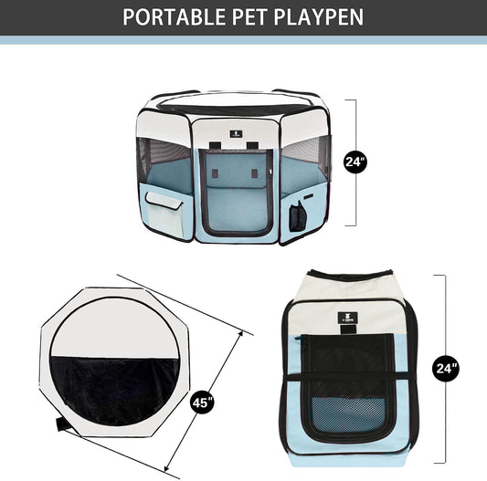 X-ZONE PET Portable Foldable Pet Dog Cat Playpen Crates Kennel/Premium 600D Oxford Cloth,Removable Zipper Top, Indoor and Outdoor Use - (For 4 piece(s))
