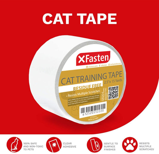 XFasten Anti-Scratch Cat Training Tape, Clear, 2.5-Inches x 15 Yards - (For 12 piece(s))
