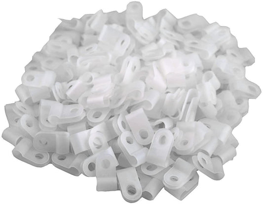 XINGYHENG 200pcs White Nylon R-Type Cable Clamp Fastener for 1/8 Inch (3.2mm) Dia Wire Tube (Plastic Wire Cord Clip Fixer) - (For 8 piece(s))