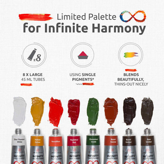 ZenART Non-Toxic Oil Paints for Professional Artists - 8 x Large 45ml Tubes - Portrait Palette of Eco-Friendly Paint with Exceptional Pigment and Lustrous Sheen - The Infinity Series - (For 6 piece(s))